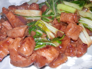 Pork and bok choy on oyster sauce
